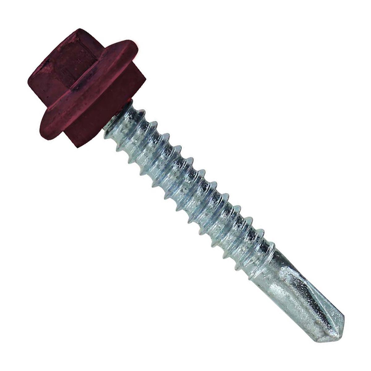 ST Fastening #12 X 1-1/2" Self-Drilling Maxx Steelbinder Metal Roofing Screw, Hex Washer Head - Burgundy | Qty. 120,000 (Pallet)