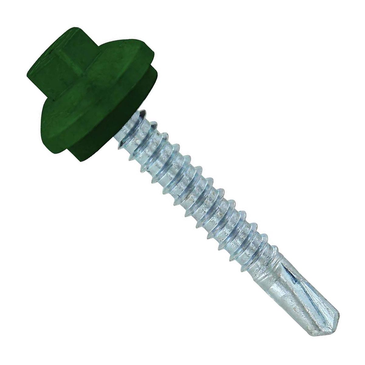 ST Fastening #12 x 1-1/2" Self-Drilling ZXL Steelbinder Metal Roofing Screw, Hex-Washer Head - Forest Green | Qty. 96,000 (Pallet)
