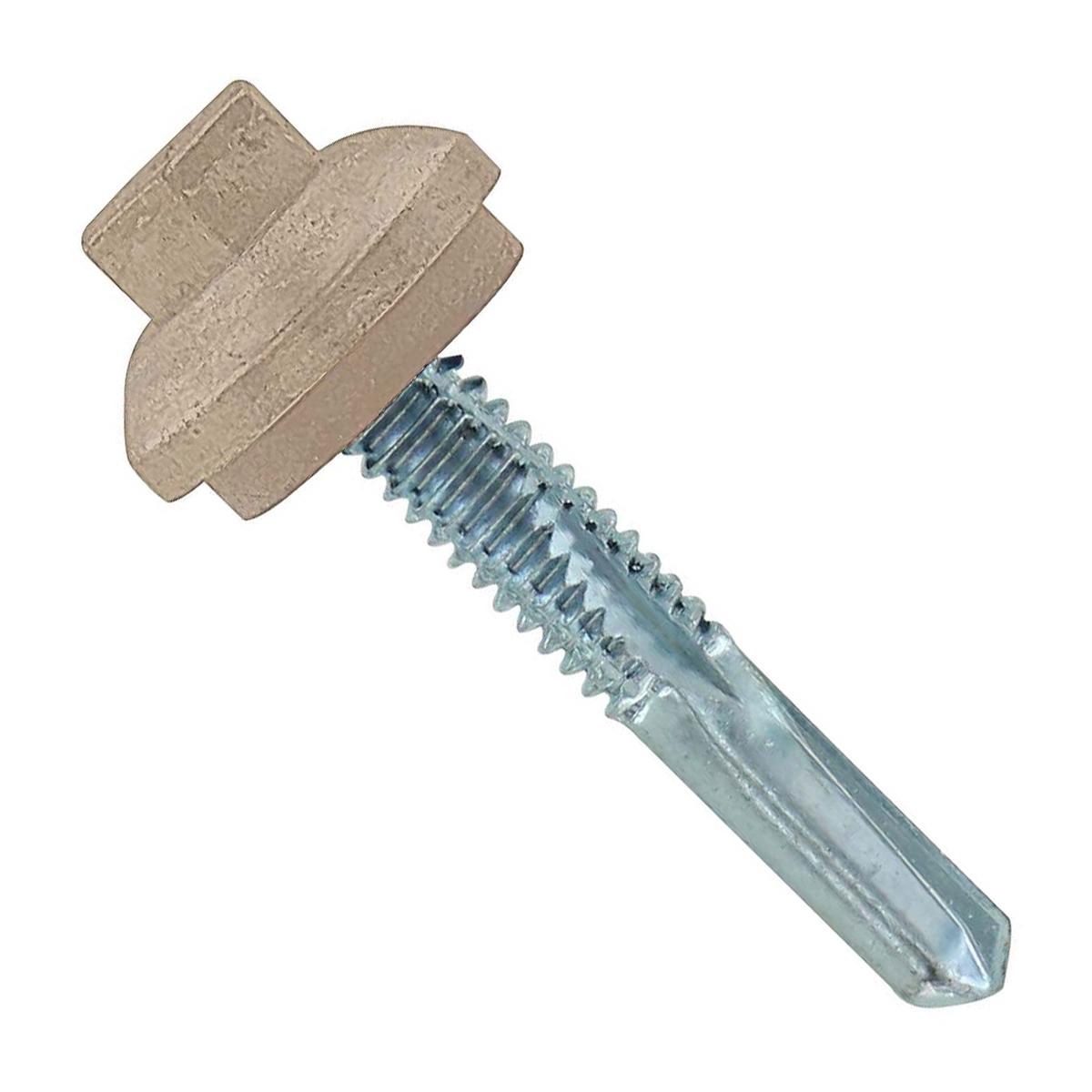 ST Fastening #12 x 1-1/4" Self-Drilling ZXL HG Steelbinder Metal Roofing Screw, Hex Cupped Washer Head - Tan | Qty. 96,000 (Pallet)