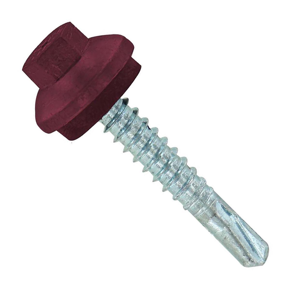 ST Fastening #12 x 1-1/4" Self-Drilling ZXL Steelbinder Metal Roofing Screw, Hex-Washer Head - Burgundy | Qty. 96,000 (Pallet)