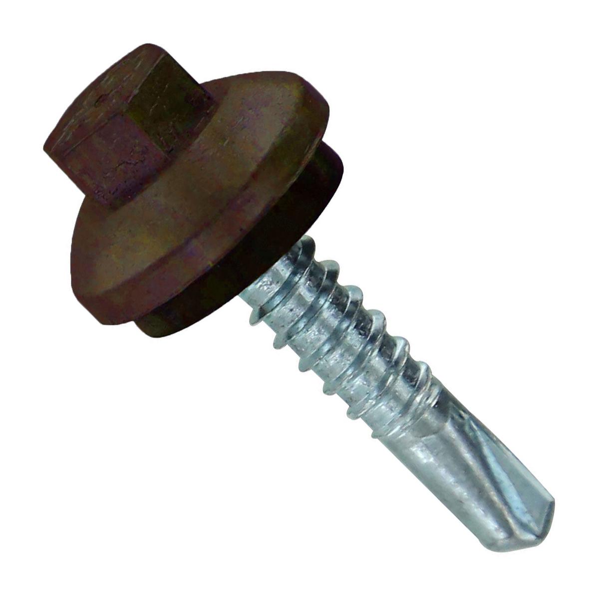 ST Fastening #12 x 1" Self-Drilling ZXL Steelbinder Metal Roofing Screw, Hex-Washer Head - Koko Brown | Qty. 96,000 (Pallet)