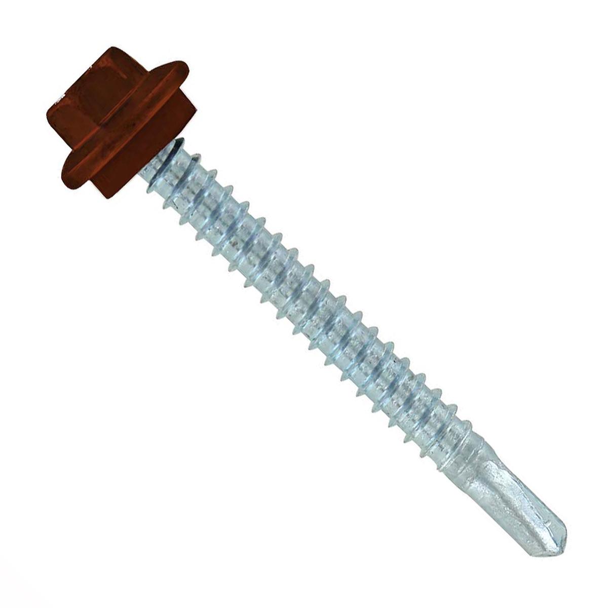 ST Fastening #12 x 2" Self-Drilling Maxx Steelbinder Metal Roofing Screw, Hex-Washer Head - Brown, Qty. 250