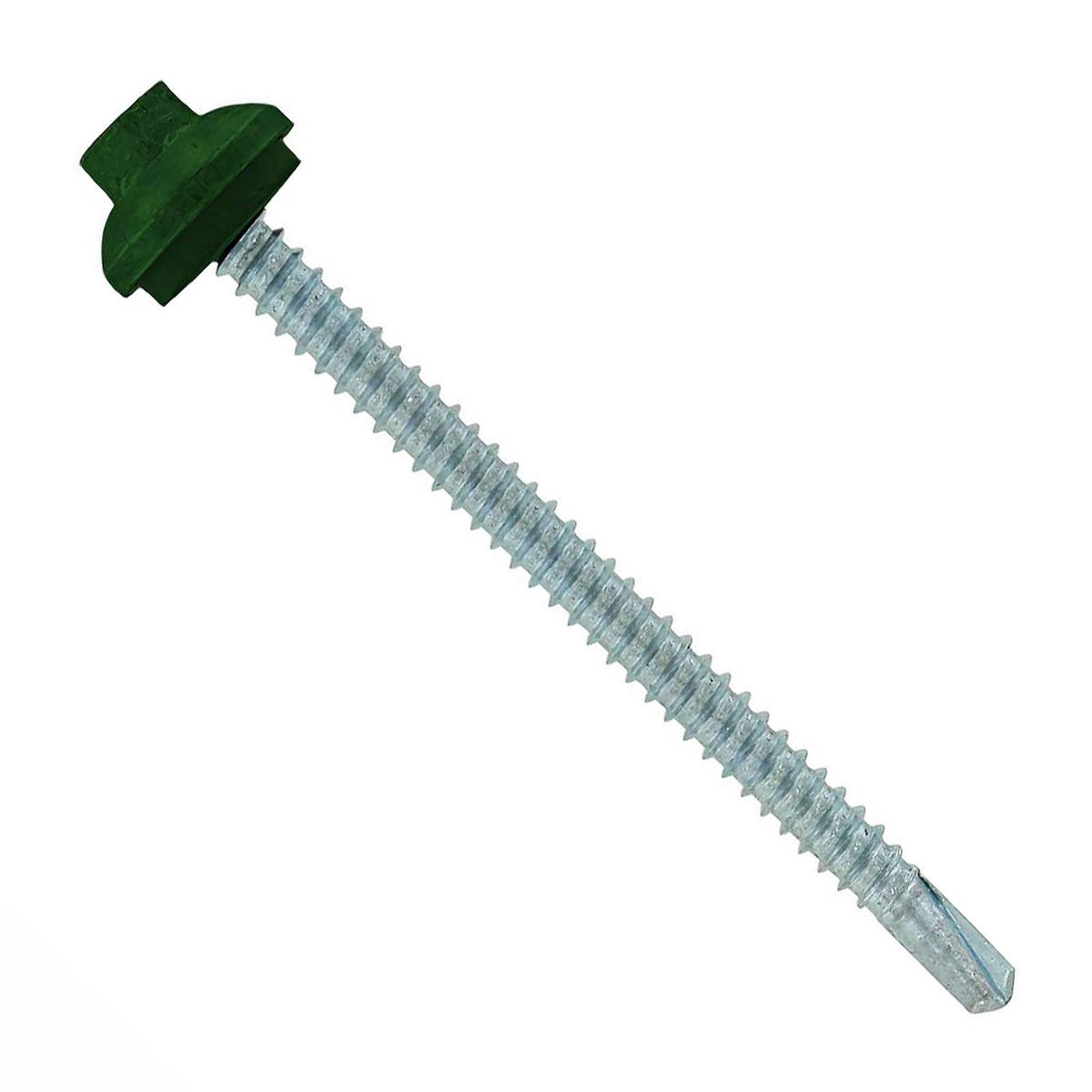ST Fastening #12 x 3" ZXL Steelbinder Self-Drilling Metal Roofing Screw - Forest Green, Pkg 250