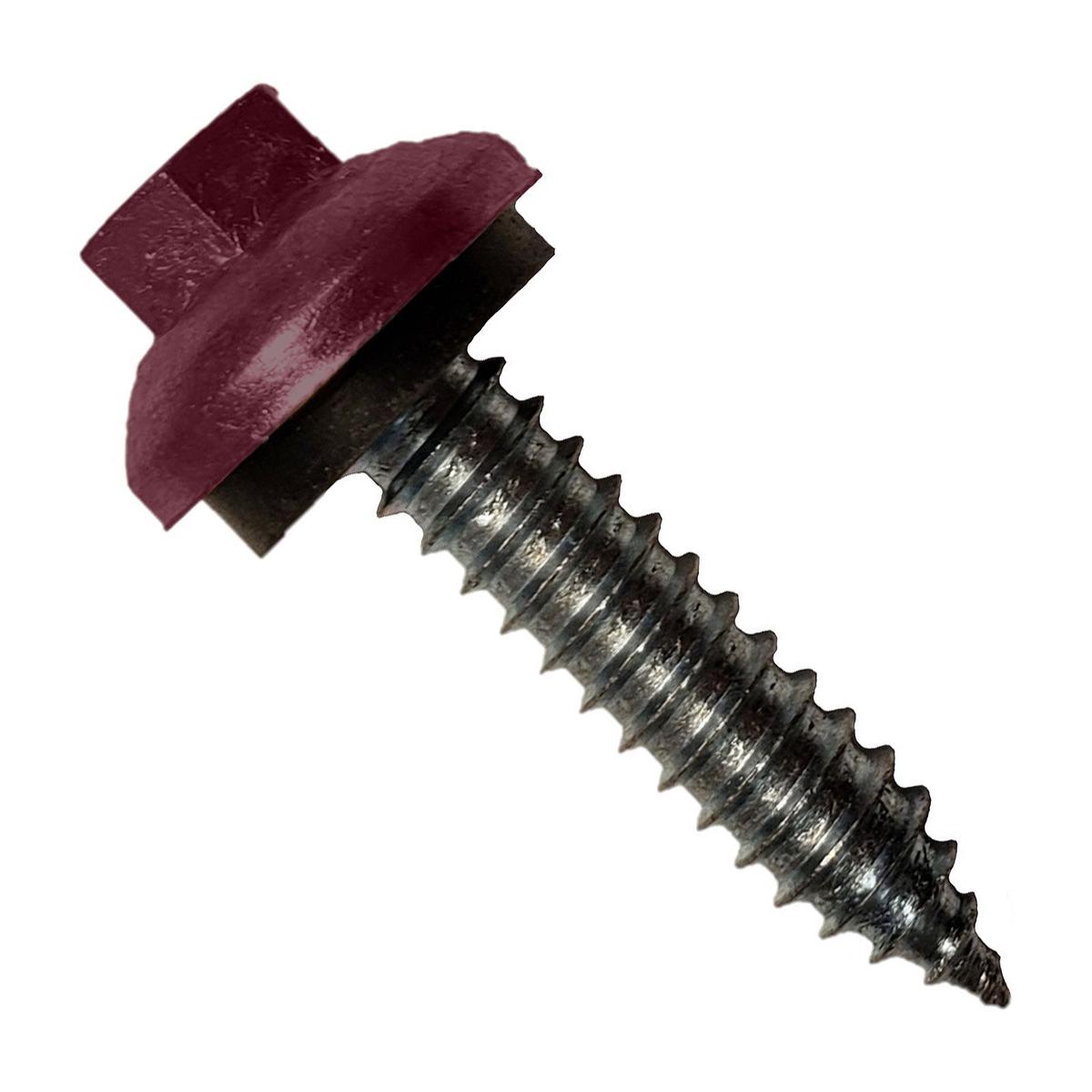 ST Fastening #14 x 1-1/4" ZXL Tapping Steelbinder Metal Roofing Screw - Burgundy - Pkg 250