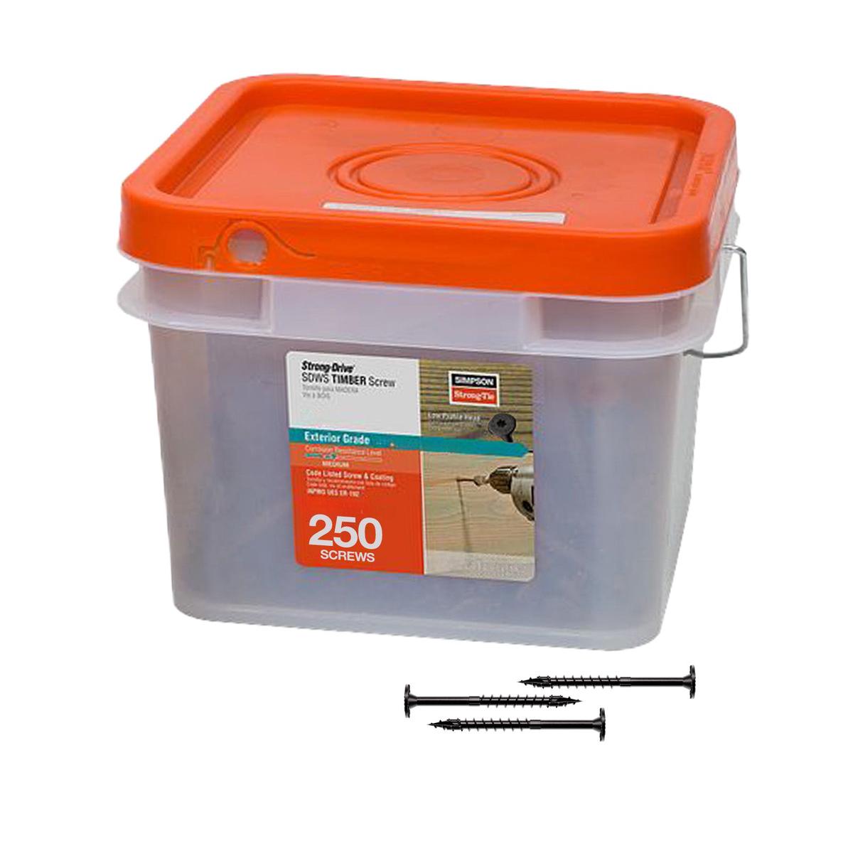 0.220" x 4" Strong-Tie SDWS22400DBBMB Timber Screw - Double Barrier Coating, Black | Qty. 250