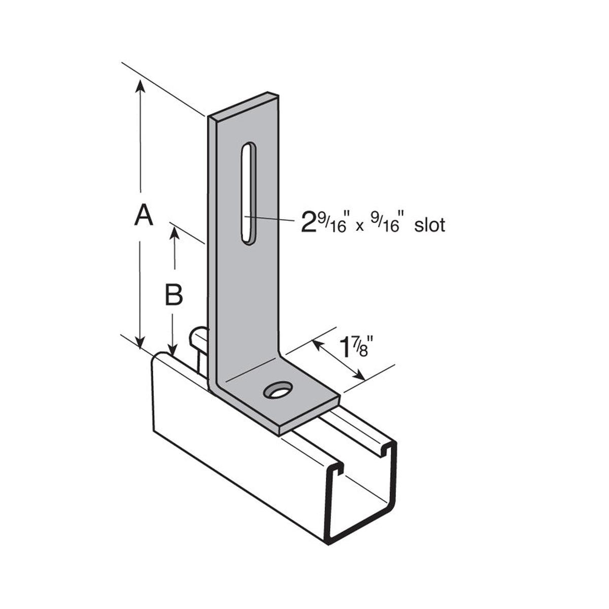 Hole-Long Slot Strut Angle 6-7/8" x 1-7/8"- Electro-Galvanized