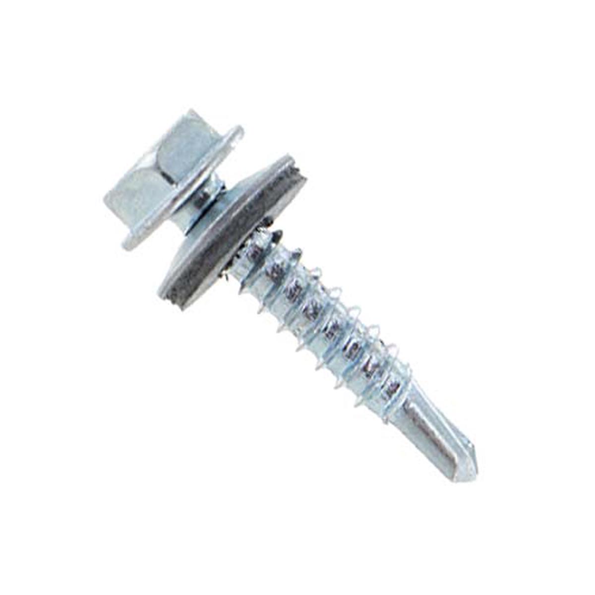 ST Fastening #10 x 1" Self-Drilling HWH Steelbinder Metal Roofing Screw with Washer, Hex Washer Head - Electro-Galvanized, Qty. 250