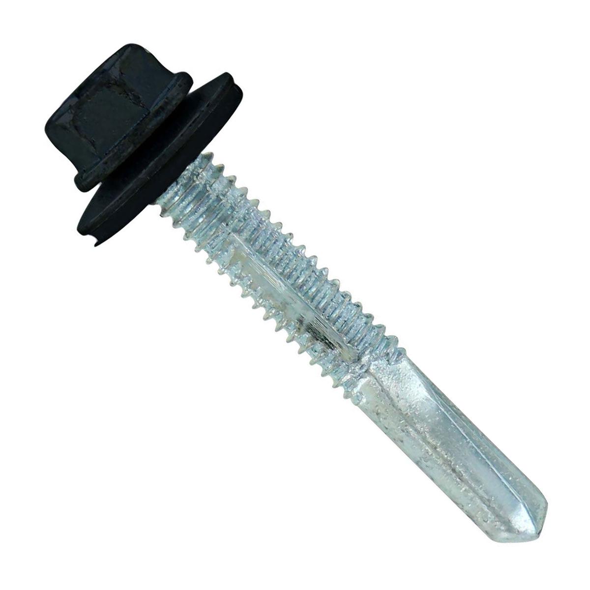ST Fastening #12 x 1-1/2" Self-Drilling HG Steelbinder Metal Roofing Screw, Hex-Washer Head - Black | Qty. 2,000 (Carton)