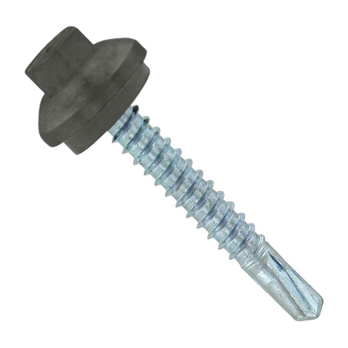 ST Fastening #12 x 1-1/2" Self-Drilling ZXL Steelbinder Metal Roofing Screw, Hex-Washer Head - Burnished Slate | Qty. 2,000 (Carton)