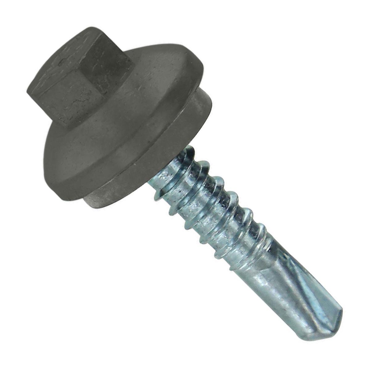 ST Fastening #12 x 1" Self-Drilling ZXL Steelbinder Metal Roofing Screw, Hex-Washer Head - Burnished Slate | Qty. 2,000 (Carton)