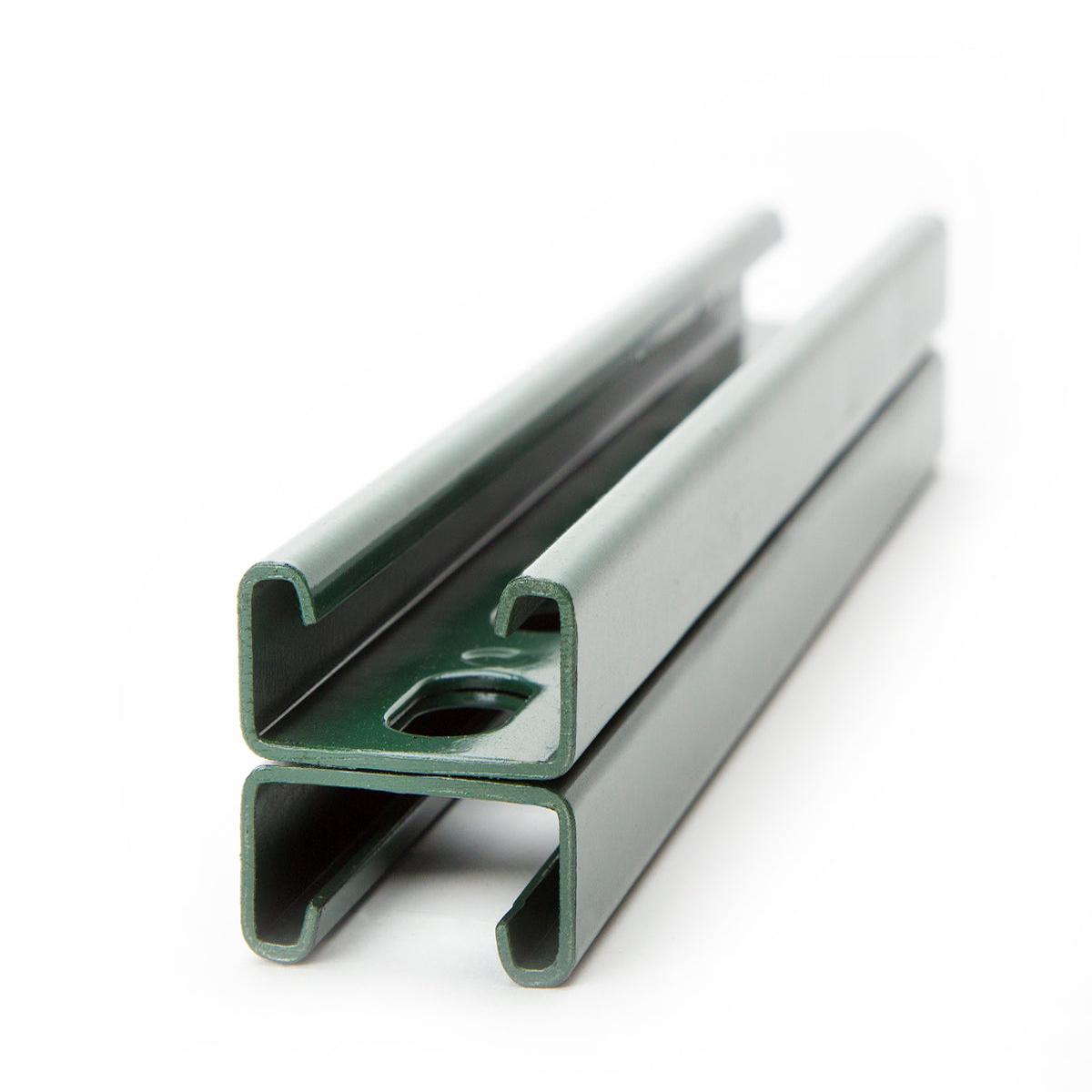 1-5/8" x 1-5/8" Back-to-Back Strut Channel with Short Slots 10 ft. - Green Powder Coat/Paint