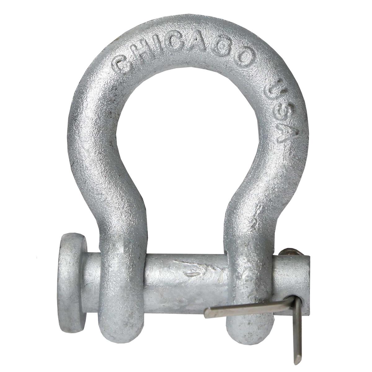 Anchor Shackle - Chicago Hardware - Round Pin - 1-1/4" Galvanized Steel - 12 Ton
