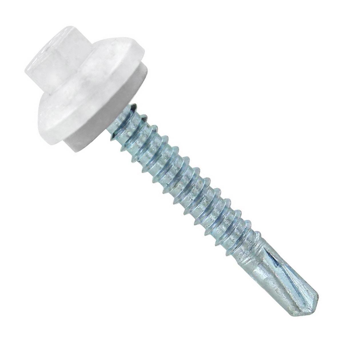 ST Fastening #12 x 1-1/2" ZXL Steelbinder Self-Drilling Metal Roofing Screw - Alamo White, Pkg 250