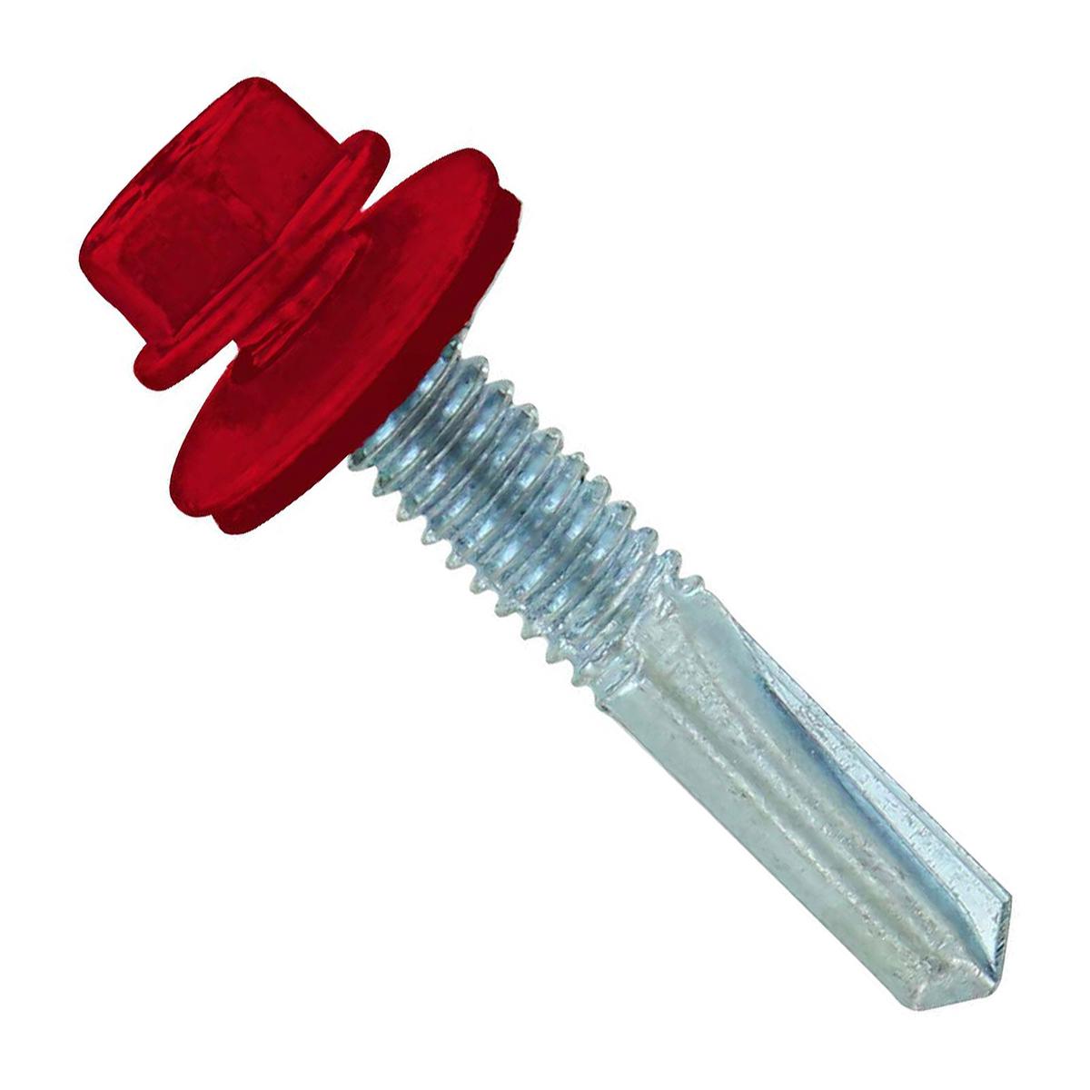 ST Fastening #12 x 1-1/4" Self-Drilling HG Steelbinder Metal Roofing Screw, Hex-Washer Head - Crimson | Qty. 2,000 (Carton)