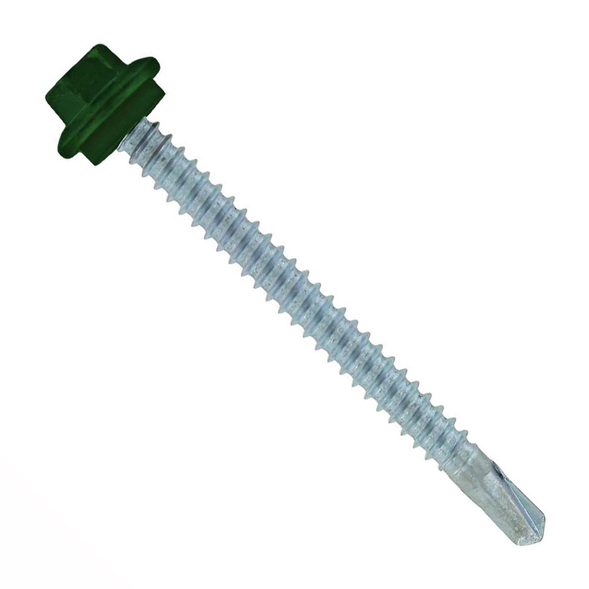 ST Fastening #12 x 2-1/2" Self-Drilling Maxx Steelbinder Metal Roofing Screw, Hex Washer Head - Forest Green | Qty. 1,500 (Carton)