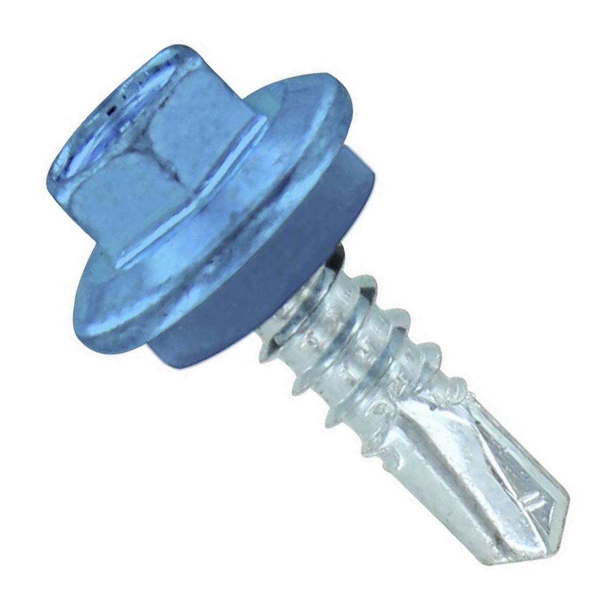 ST Fastening #12 X 3/4" Self-Drilling Maxx Steelbinder Metal Roofing Screw, Hex-Washer Head - Hawaiian Blue, Qty. 250