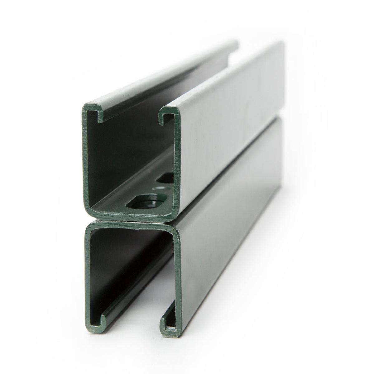1-5/8" x 3-1/4" Back-to-Back Strut Channel with Short Slots 5 ft. - Green Powder Coat/Paint