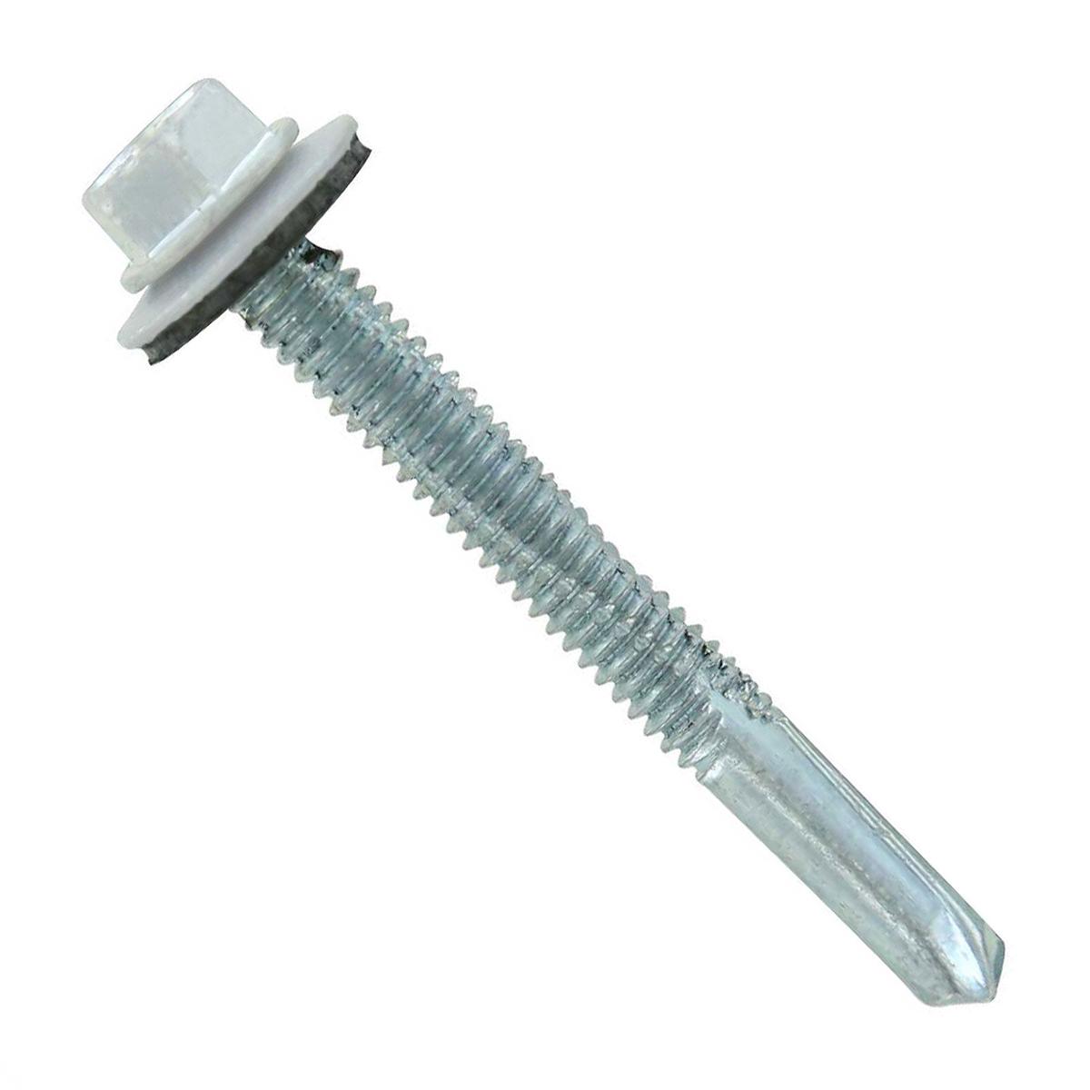 ST Fastening #12 x 2" Self-Drilling HG Steelbinder Metal Roofing Screw, Hex-Washer Head - Polar White | Qty. 2,000 (Carton)
