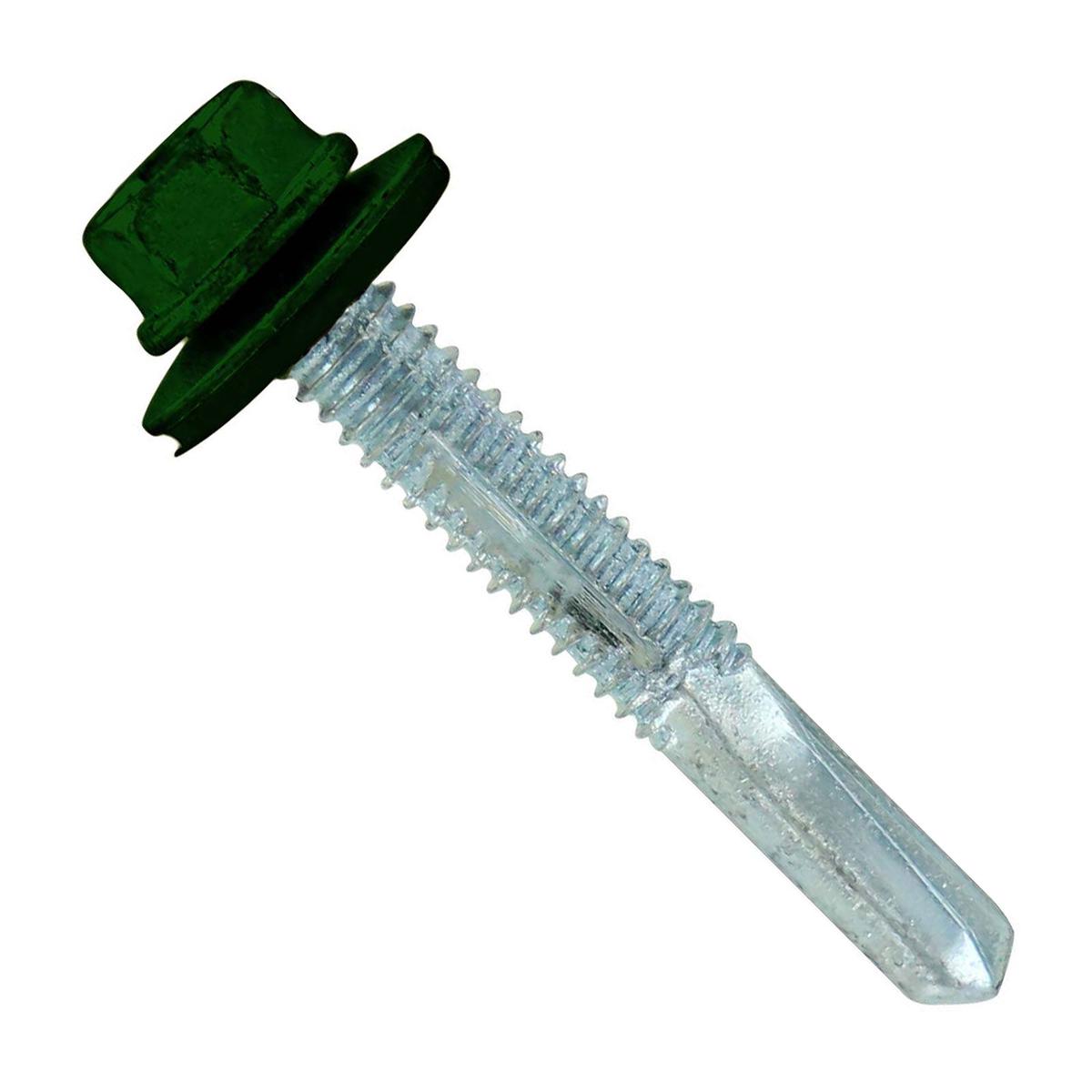 ST Fastening #12 x 1-1/2" Self-Drilling HG Steelbinder Metal Roofing Screw, Hex-Washer Head - Forest Green | Qty. 2,000 (Carton)