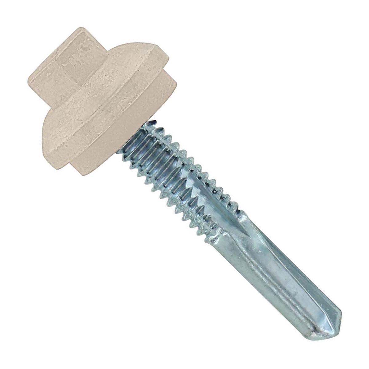 ST Fastening #12 x 1-1/4" Self-Drilling ZXL HG Steelbinder Metal Roofing Screw, Hex Cupped Washer Head - Light Stone, Qty. 250