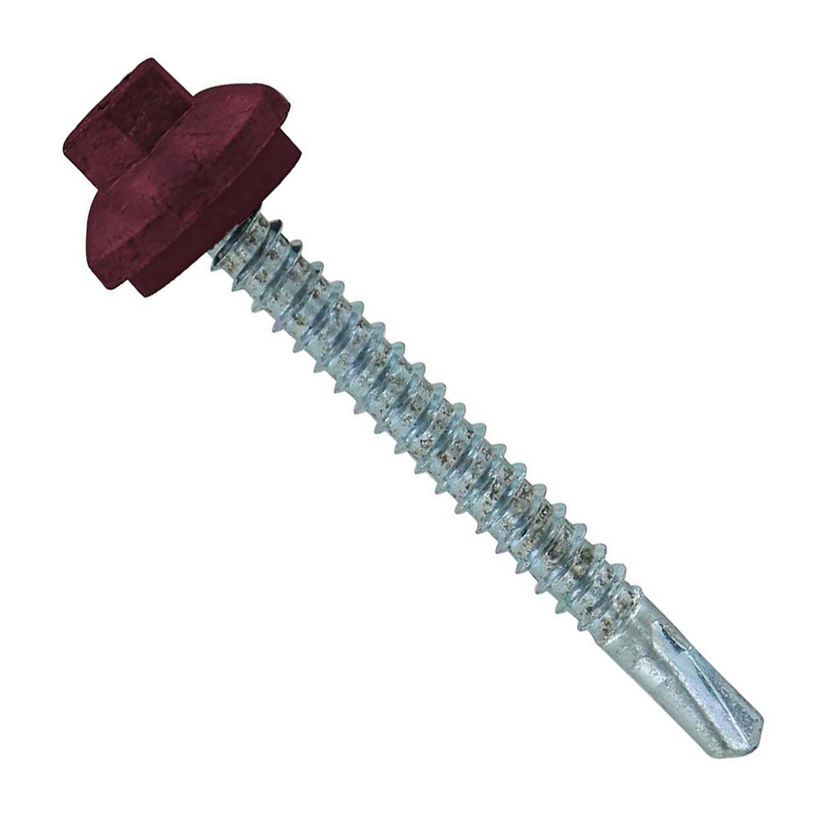 ST Fastening #12 x 2" Self-Drilling ZXL Steelbinder Metal Roofing Screw, Cupped Washer Head - Burgundy | Qty. 72,000 (Pallet)