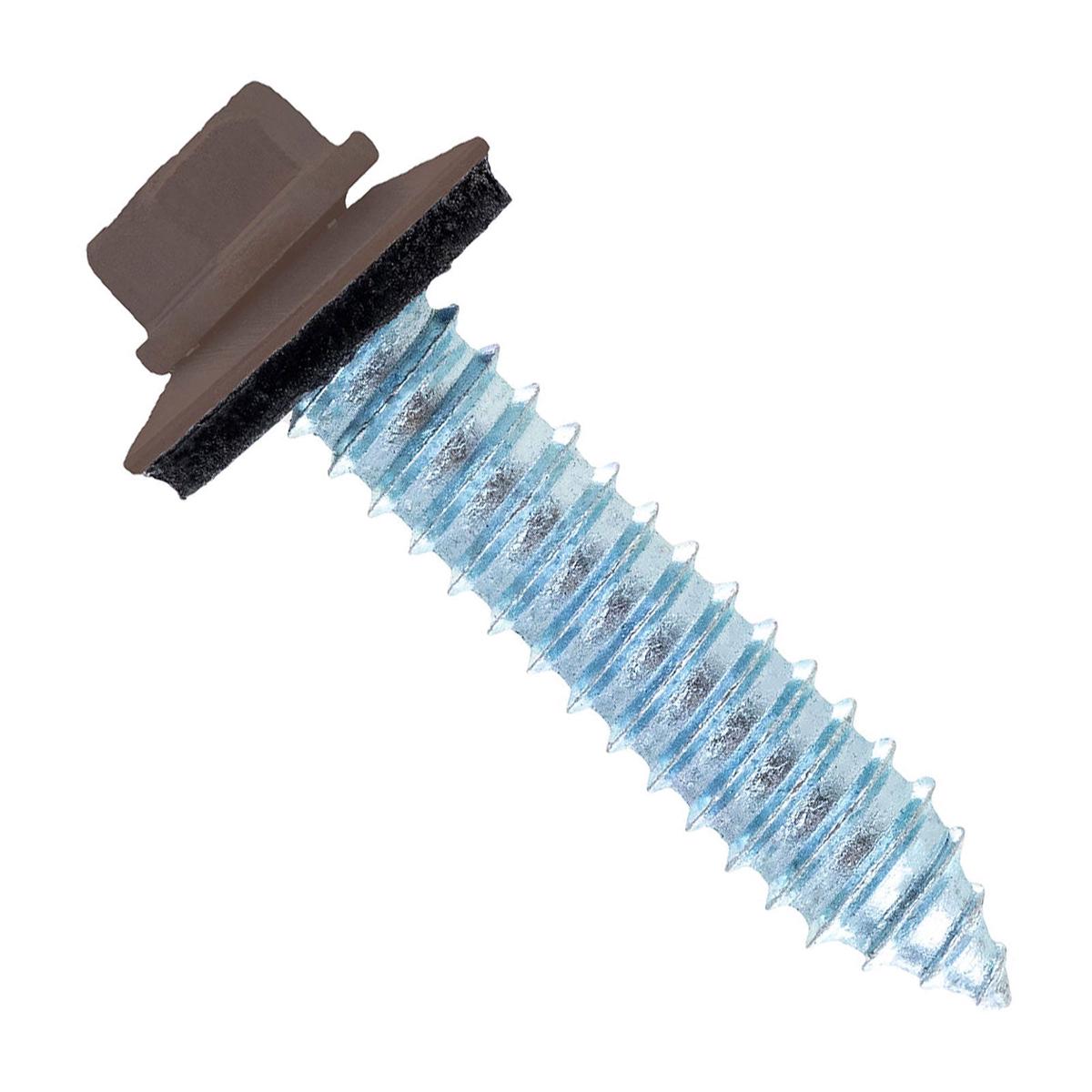 ST Fastening #17 x 1-1/4" Tapping Steelbinder Metal Roofing Screw, Hex-Washer Head - Koko Brown | Qty. 2,000 (Carton)