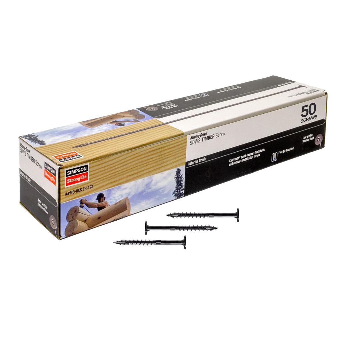 0.220" x 4" Strong-Tie SDWS22400-R50 Log Screw - E-Coat, Pkg 50