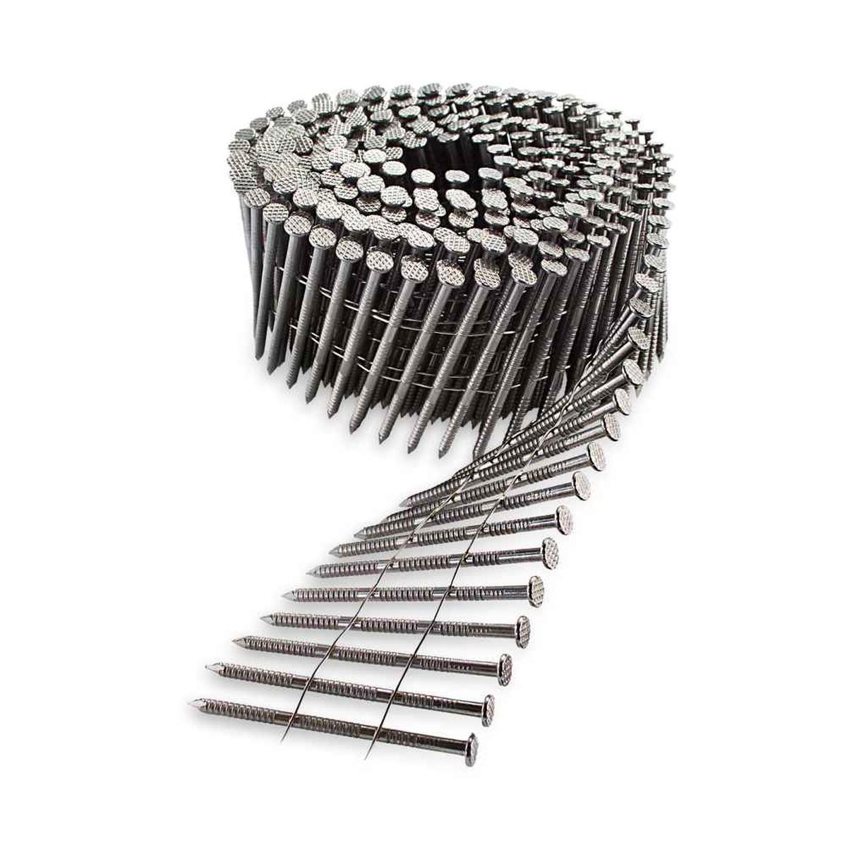 .113" x 2" 316 Stainless Steel 15 Degree Wire Coil Ring Shank Decking/Framing Nail - Pkg 3600