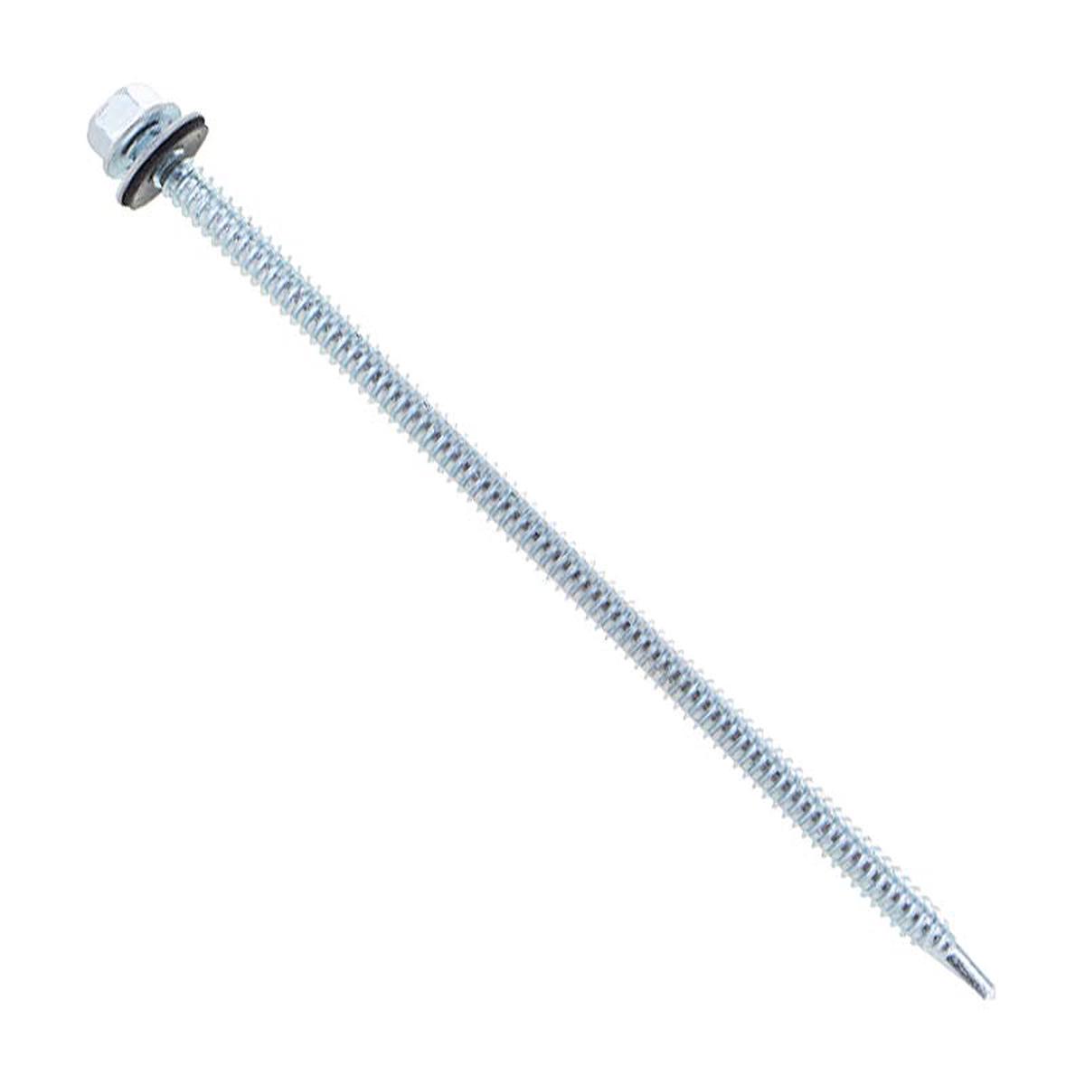 ST Fastening 1/4 x 6" Self-Drilling HWH Steelbinder Metal Roofing Screw with Washer, Hex Washer Head - Electro-Galvanized, Qty. 250