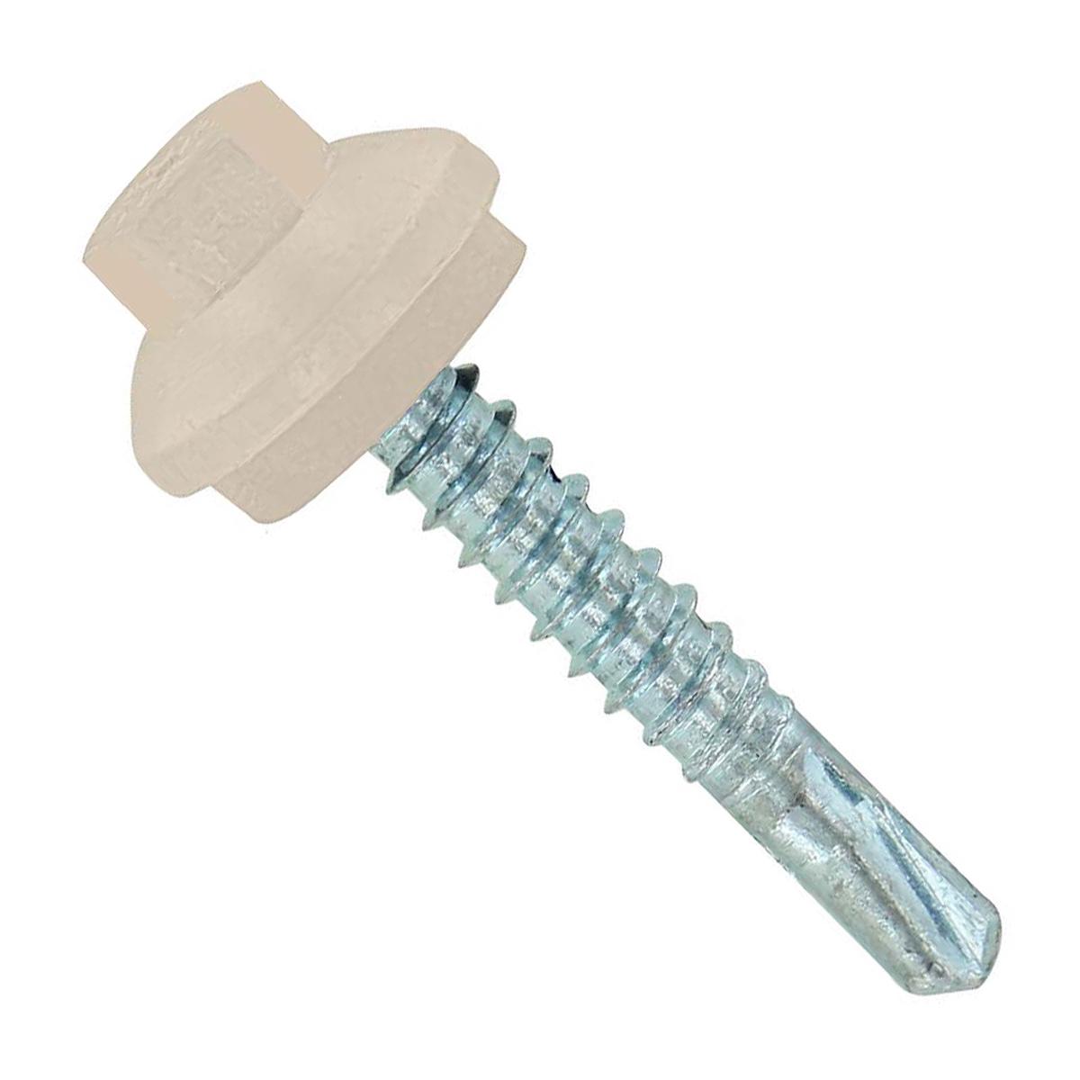 ST Fastening #12 x 1-1/4" Self-Drilling ZXL Steelbinder Metal Roofing Screw, Hex-Washer Head - Light Stone | Qty. 2,000 (Carton)