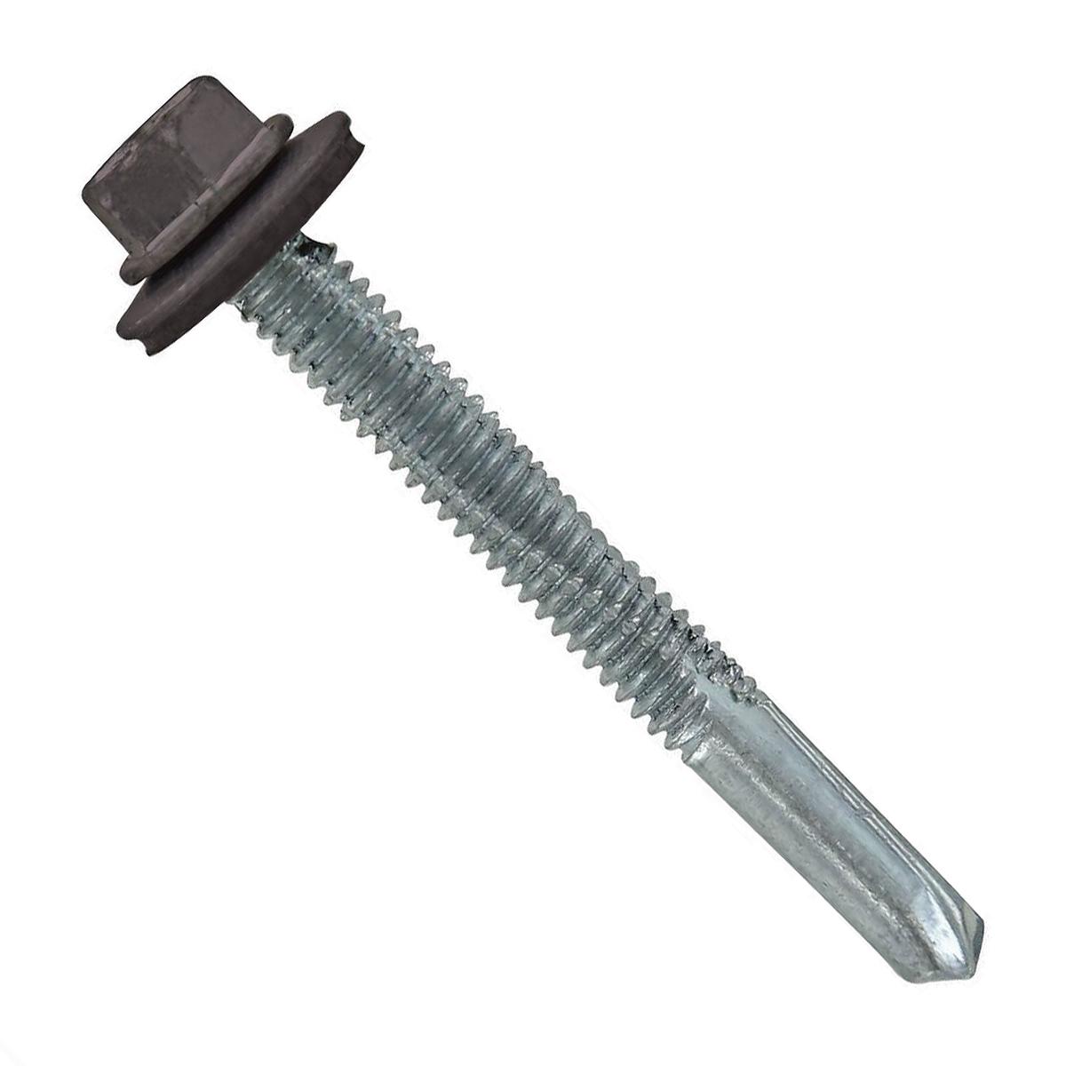 ST Fastening #12 x 2" Self-Drilling HG Steelbinder Metal Roofing Screw, Hex-Washer Head - Charcoal Gray | Qty. 2,000 (Carton)