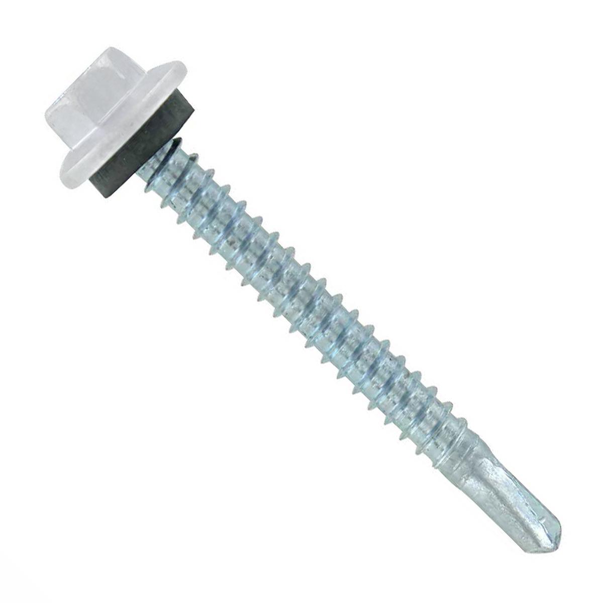 ST Fastening #12 x 2" Self-Drilling Maxx Steelbinder Metal Roofing Screw, Hex-Washer Head - Polar White, Qty. 250
