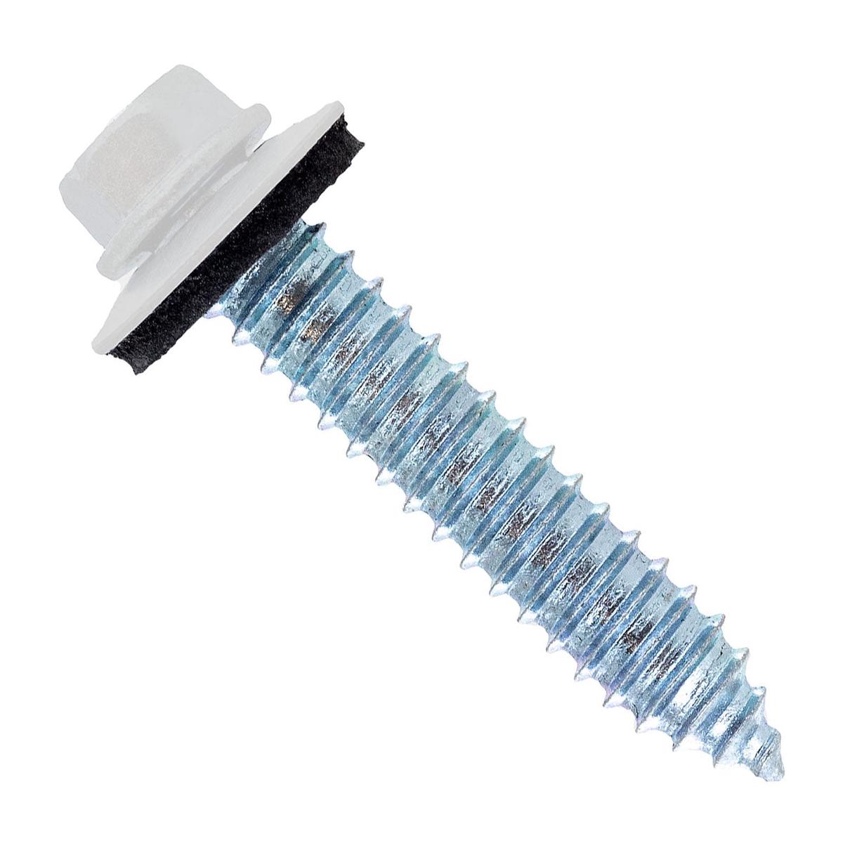 ST Fastening #17 x 1-1/2" Tapping Steelbinder Metal Roofing Screw, Hex-Washer Head - Alamo White | Qty. 1,500 (Carton)