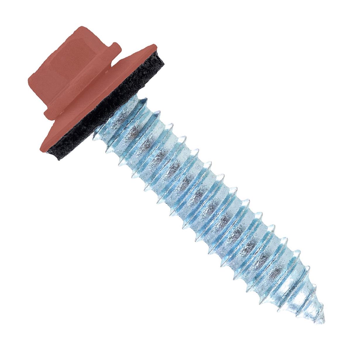 ST Fastening #17 x 1-1/4" Tapping Steelbinder Metal Roofing Screw, Hex-Washer Head - Rustic Red | Qty. 2,000 (Carton)