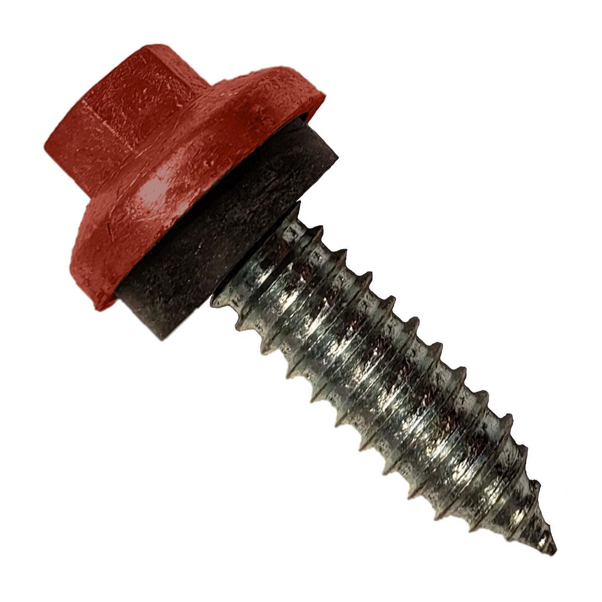 ST Fastening #17 x 1" ZXL Tapping Steelbinder Metal Roofing Stitch Screw - Rustic Red - Pkg 250