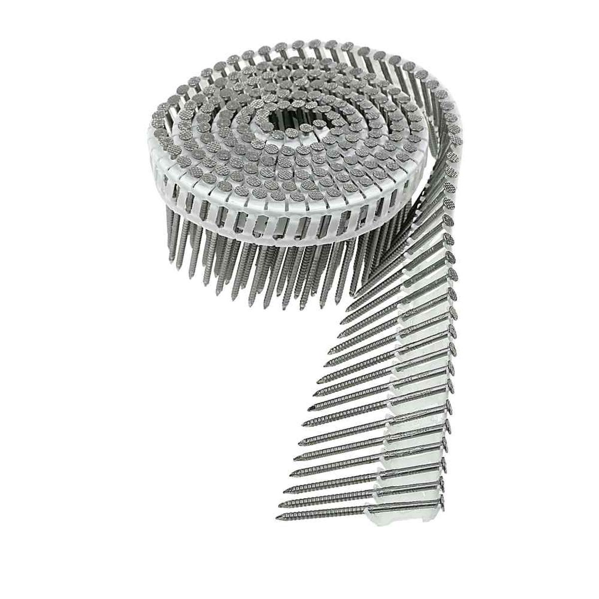 .092" x 1-1/2" 316 Stainless Steel 15 Degree Plastic Coil Ring Shank Nail - Pkg 3200