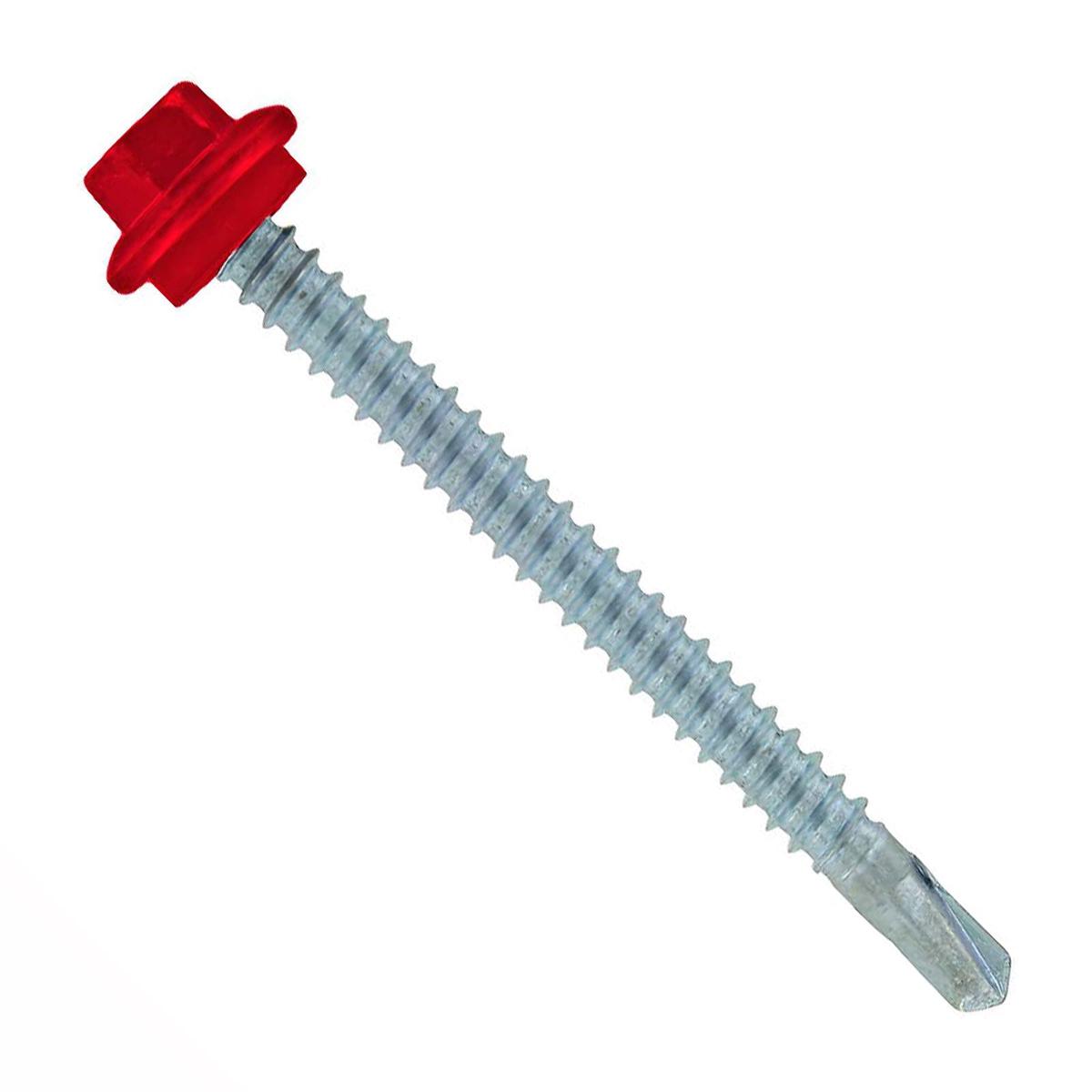 ST Fastening #12 x 2-1/2" Self-Drilling Maxx Steelbinder Metal Roofing Screw, Hex Washer Head - Crimson | Qty. 1,500 (Carton)