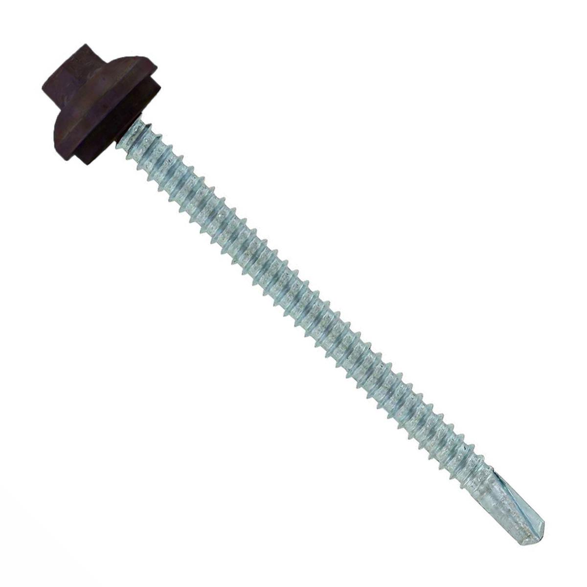 ST Fastening #12 x 3" Self-Drilling ZXL Steelbinder Metal Roofing Screw, Cupped Washer Head - Koko Brown | Qty. 1,000 (Carton)