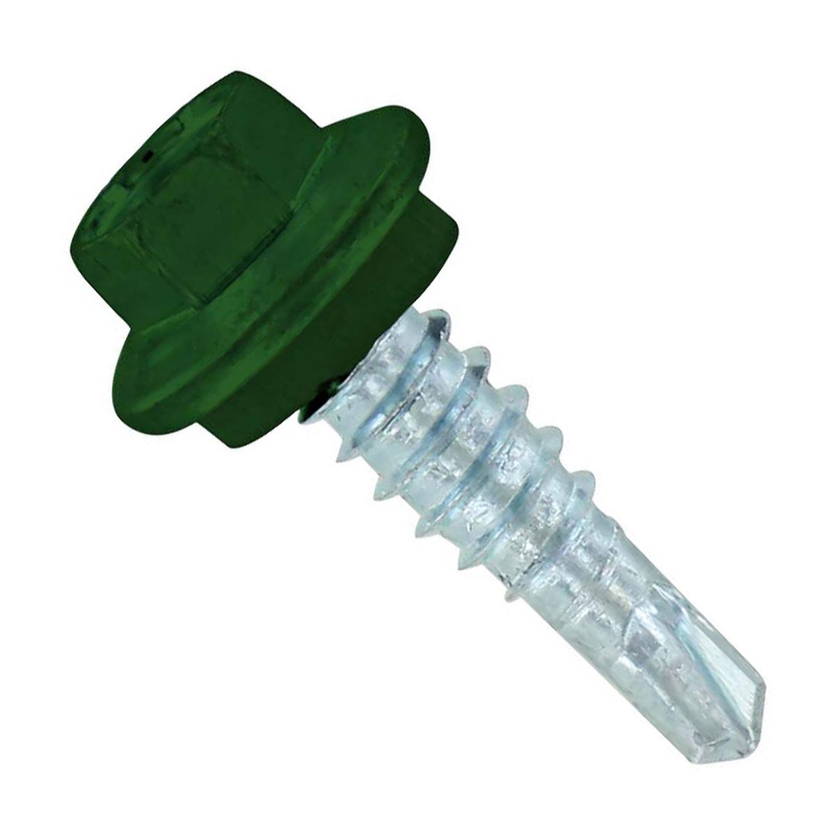 ST Fastening #14 X 7/8" Self-Drilling Maxx Steelbinder Metal Roofing Screw, Hex-Washer Head - Forest Green, Qty. 250
