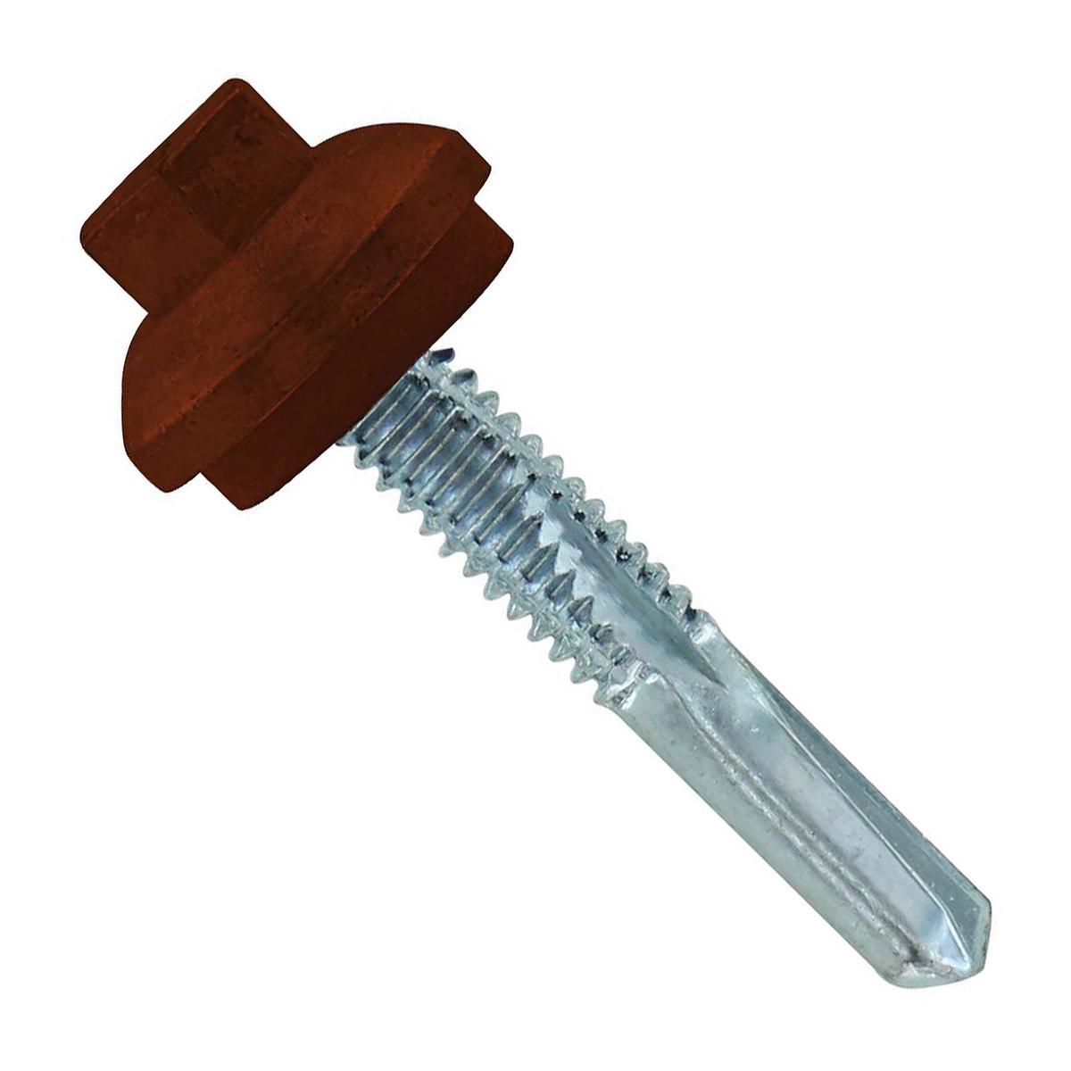 ST Fastening #12 x 1-1/4" Self-Drilling ZXL HG Steelbinder Metal Roofing Screw - Brown | Qty. 2,000 (Carton)