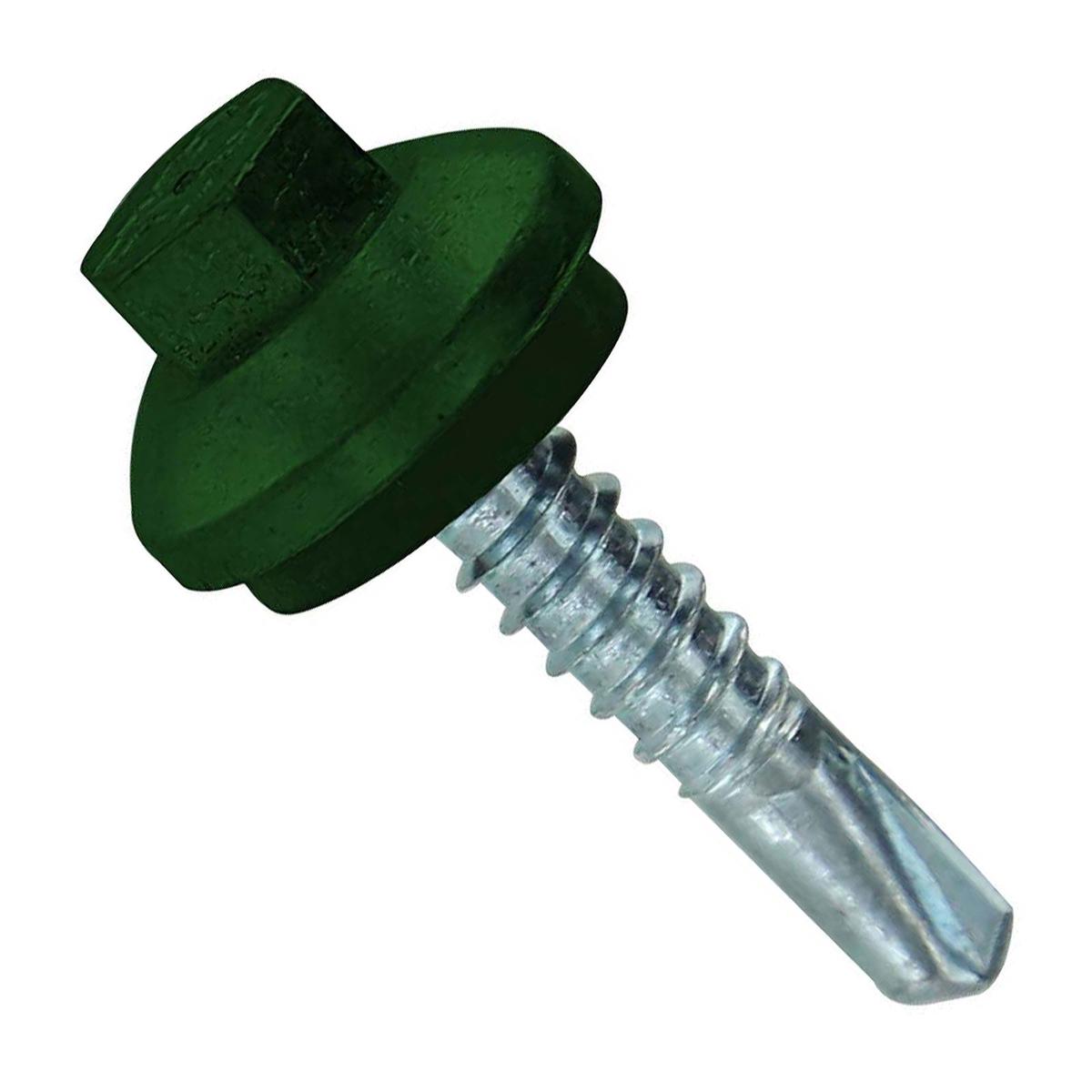ST Fastening #12 x 1" Self-Drilling ZXL Steelbinder Metal Roofing Screw, Hex-Washer Head - Forest Green | Qty. 2,000 (Carton)