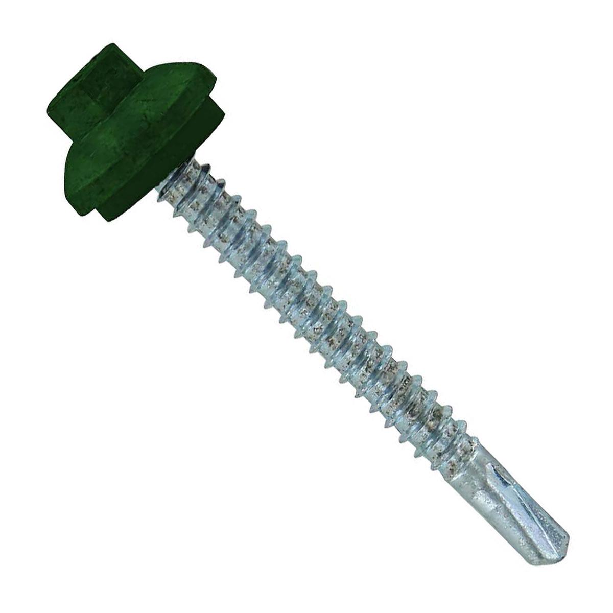ST Fastening #12 x 2" Self-Drilling ZXL Steelbinder Metal Roofing Screw, Cupped Washer Head - Forest Green | Qty. 72,000 (Pallet)
