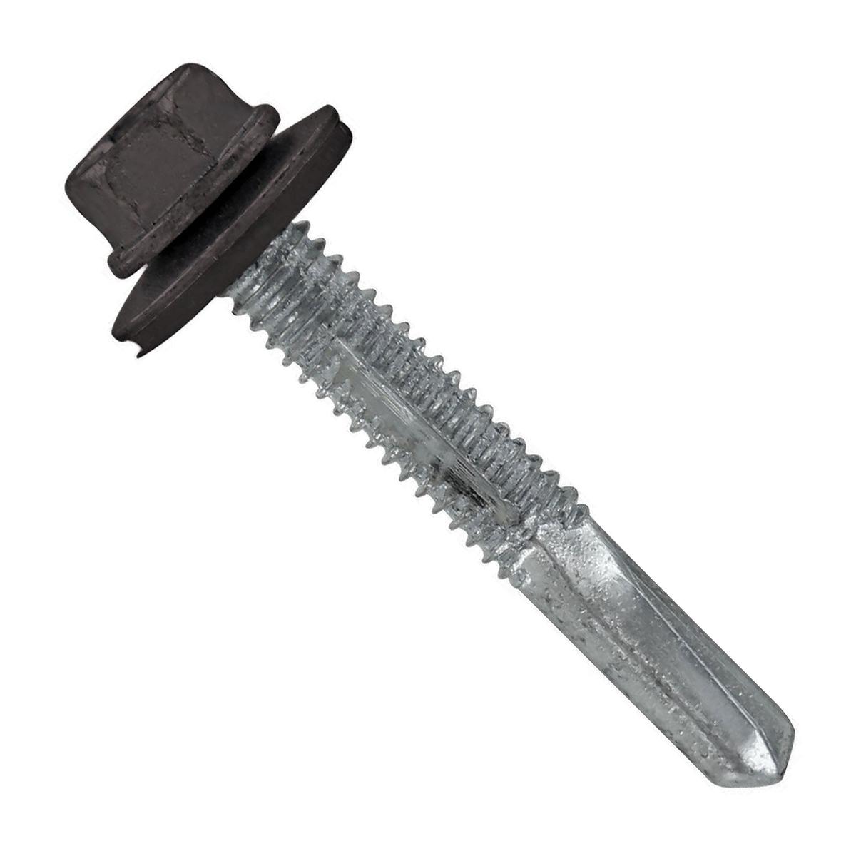 ST Fastening #12 x 1-1/2" Self-Drilling HG Steelbinder Metal Roofing Screw, Hex-Washer Head - Charcoal Gray | Qty. 2,000 (Carton)