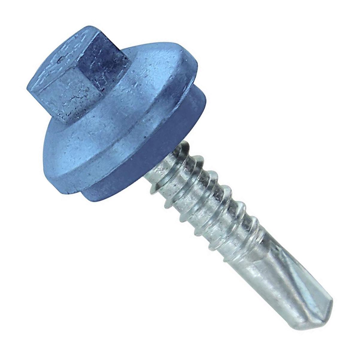 ST Fastening #12 x 1" Self-Drilling ZXL Steelbinder Metal Roofing Screw, Hex-Washer Head - Hawaiian Blue, Qty. 250