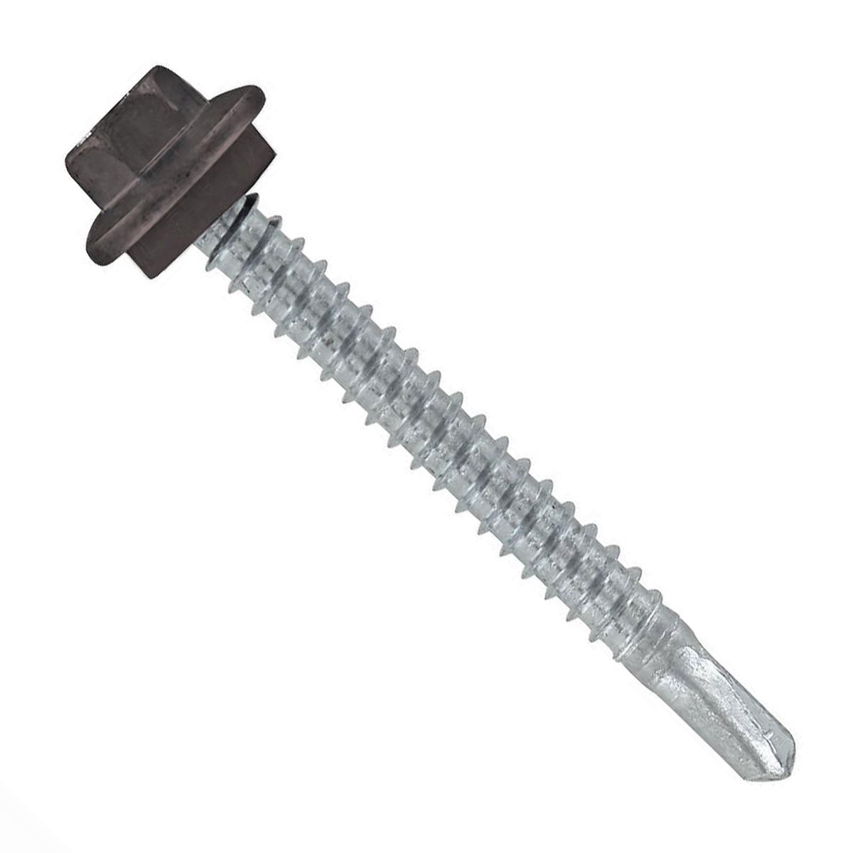 ST Fastening #12 x 2" Self-Drilling Maxx Steelbinder Metal Roofing Screw, Hex-Washer Head - Charcoal Gray, Qty. 250