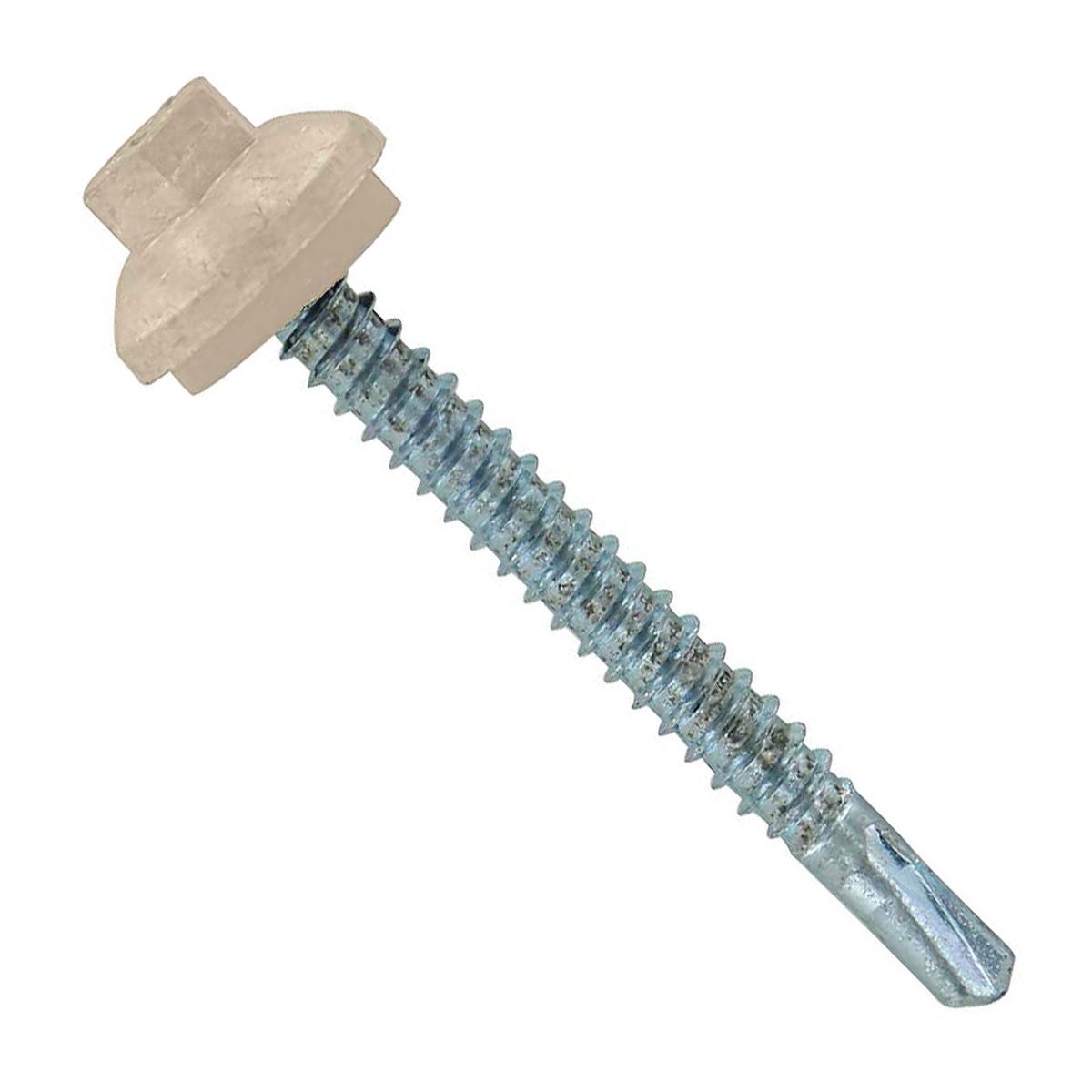 ST Fastening #12 x 2" Self-Drilling ZXL Steelbinder Metal Roofing Screw, Cupped Washer Head - Light Stone | Qty. 1,500 (Carton)