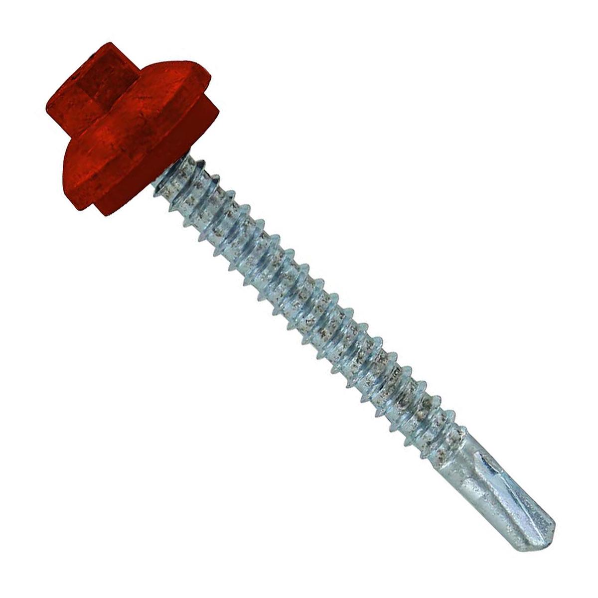 ST Fastening #12 x 2" Self-Drilling ZXL Steelbinder Metal Roofing Screw, Cupped Washer Head - Rustic Red | Qty. 1,500 (Carton)
