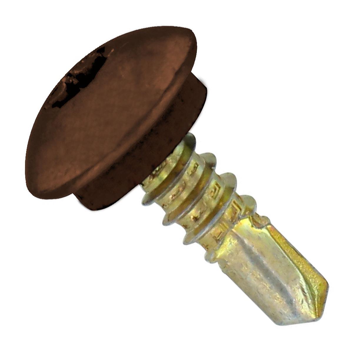 ST Fastening #12 x 3/4" Self-Drilling Eclipse Steelbinder Metal Roofing Screw, Star Truss Head - Brown, Qty. 250