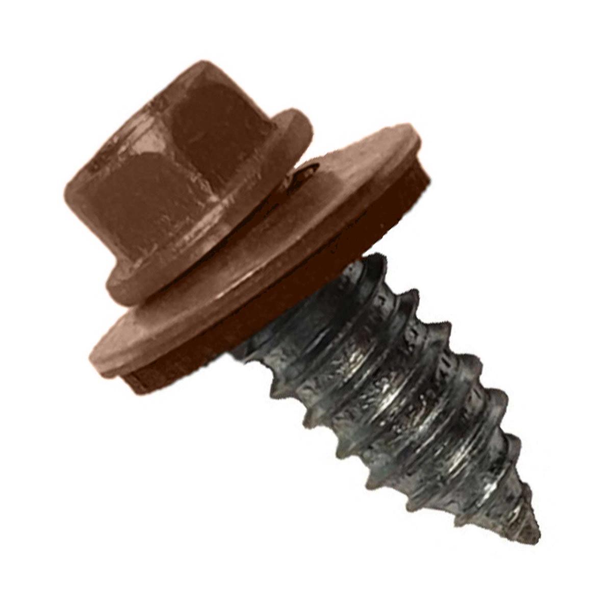ST Fastening #17 x 3/4" Tapping Steelbinder Metal Roofing Screw, Hex Washer Head - Brown - Qty. 250
