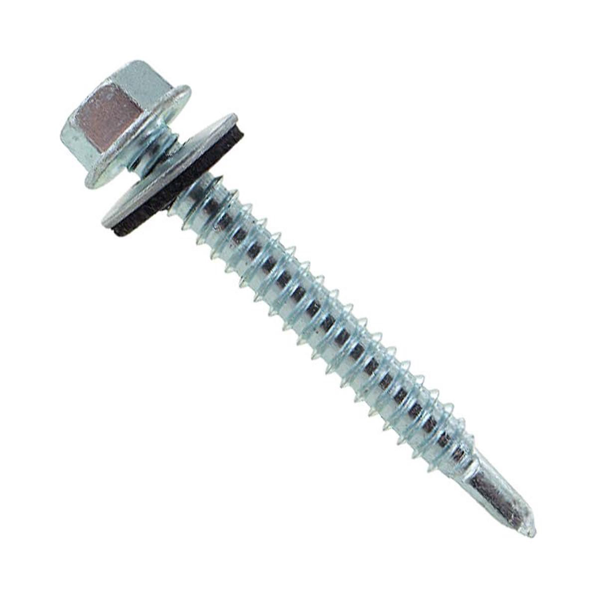 ST Fastening 1/4 x 2" Self-Drilling HWH Steelbinder Metal Roofing Screw with Washer, Hex Washer Head - Electro-Galvanized, Qty. 250